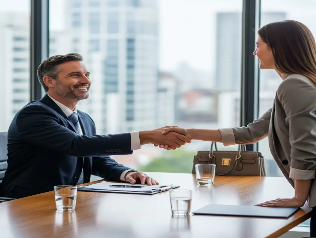 First consultation with lawyer in Olean NY beginning with handshake